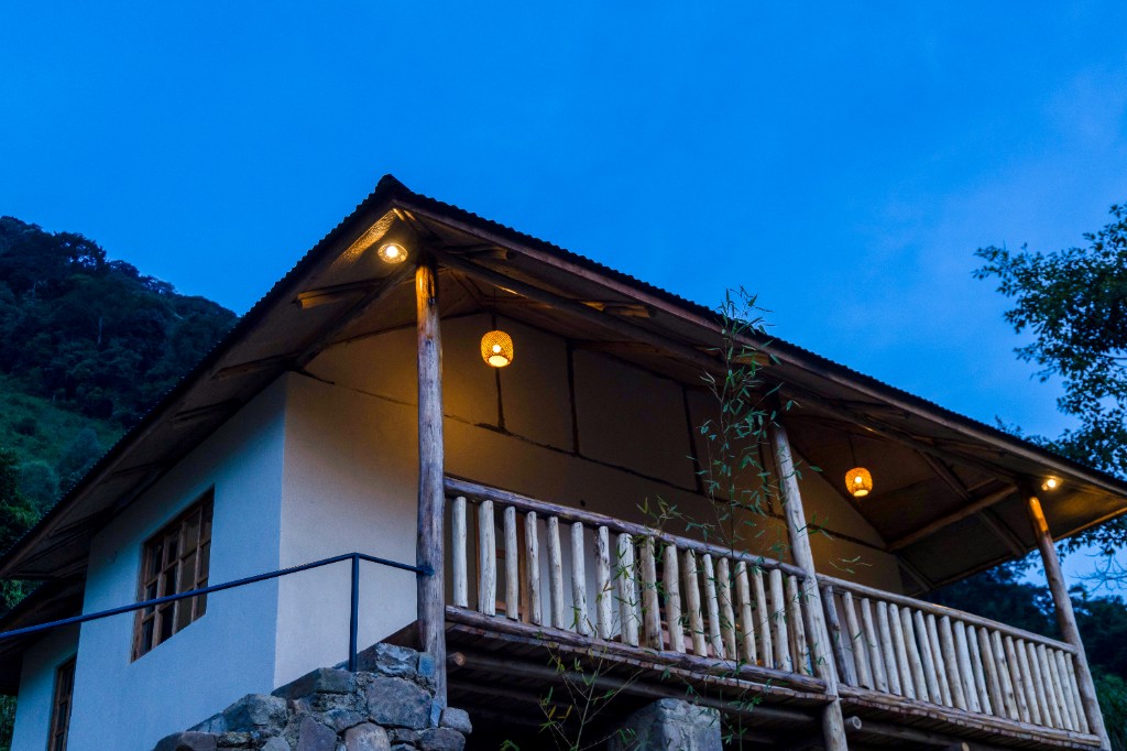 Lodge balcony at dusk